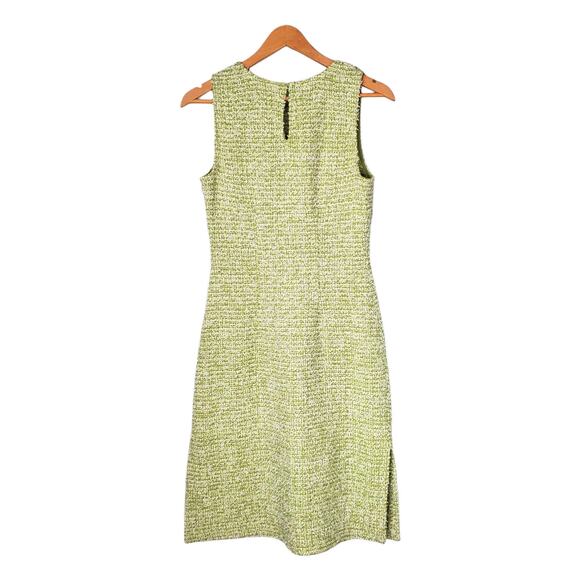 St. John Lurex Baby Eyelash Sheath Dress Tweed Knit Shift Dress Green Size 4 - Picture 4 of 13